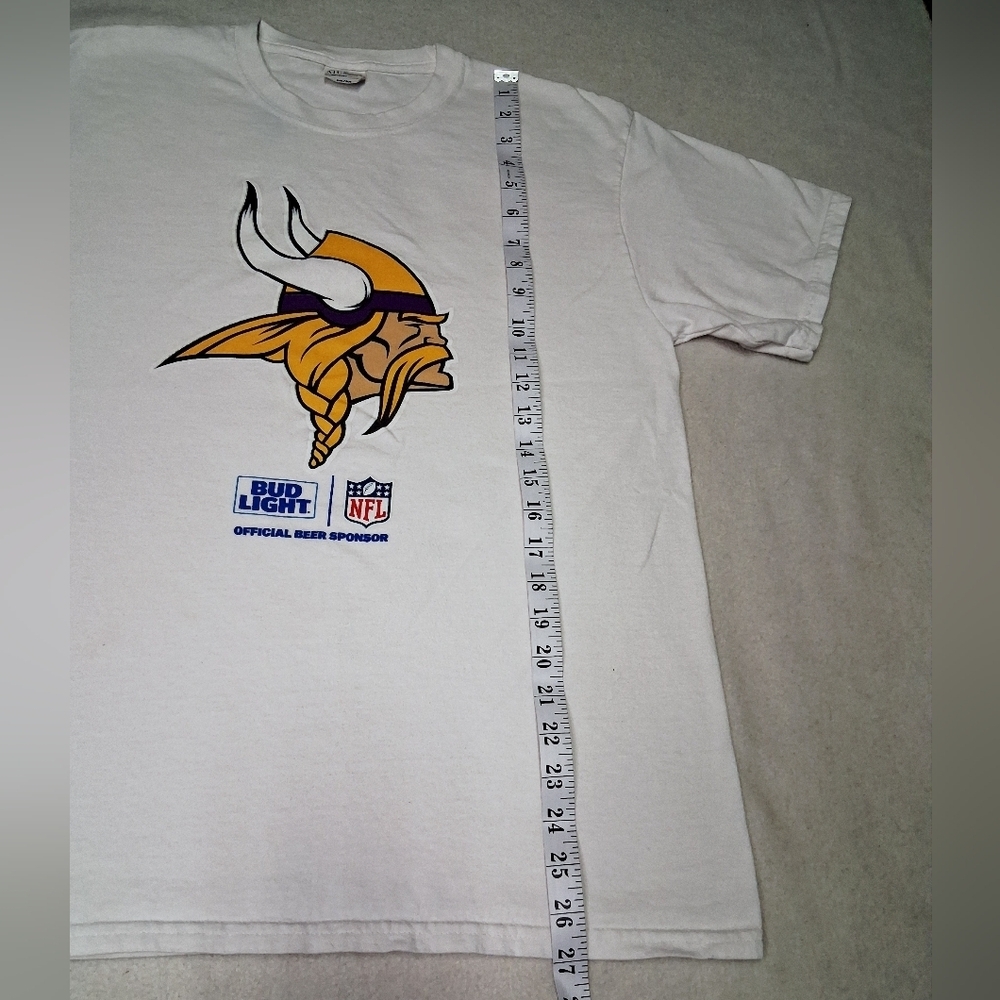 Vintage 1990 Minnesota Vikings Logo T-Shirt with Budlight And NFL Logo - Picture 4 of 8